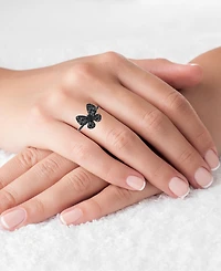 Black Spinel Butterfly Ring (7/8 ct. t.w.) Rhodium-Plated Sterling Silver