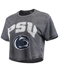 Women's Navy Penn State Nittany Lions Edith Vintage-Like Burnout Crop T-shirt