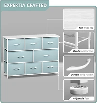 Sorbus 8 Drawers Wide Dresser - Organizer Unit with Steel Frame Wood Top and handle