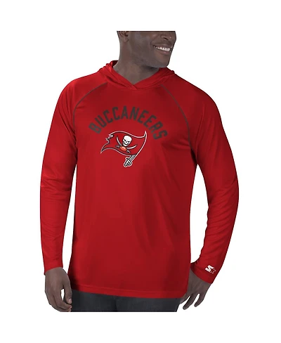 Men's Starter Red Tampa Bay Buccaneers Raglan Long Sleeve Hoodie T-shirt