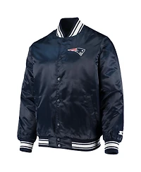 Men's Starter Navy New England Patriots Locker Room Satin Varsity Full-Snap Jacket