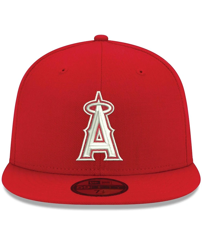 Men's New Era Red Los Angeles Angels Logo White 59FIFTY Fitted Hat