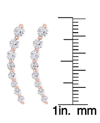 Cubic Zirconia Ear Climber Earrings Silver Plate, Rose Gold Plate or