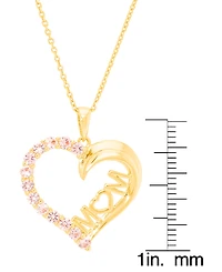 Simulated Morganite Mom Heart Pendant 18" Necklace