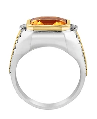Effy Men's Citrine (5-1/10 ct. t.w.) & White Topaz (1/10 Ring Sterling Silver 14k Gold-Plated