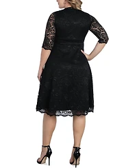 Kiyonna Plus Mademoiselle Lace Cocktail Dress with Sleeves