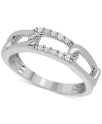 Diamond Chain Link Motif Ring (1/10 ct. t.w.) in Sterling Silver