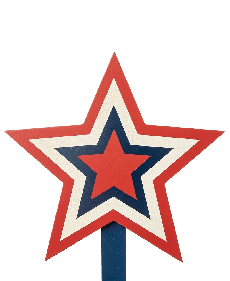 Glitzhome Wooden Patriotic Star Yard Stake, Set of 3