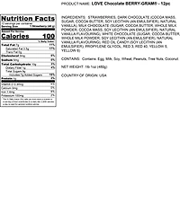 Chocolate Covered Company Valentine's Day Love Berry Gram Belgian Chocolates, 12 Piece