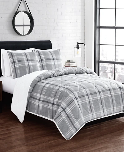 Cannon Cozy Teddy Plaid 3 Piece Comforter Set, King