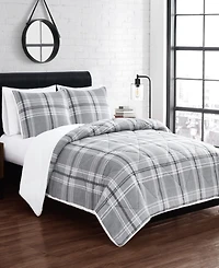 Cannon Cozy Teddy Plaid 3 Piece Comforter Set, King