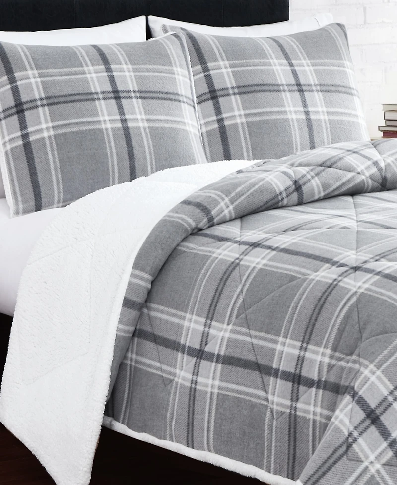 Cannon Cozy Teddy Plaid 3 Piece Comforter Set, King