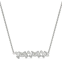 Moissanite Fixed Baguette Necklace (3/4 Carat Total Weight Certified Diamond Equivalent) in 14K White Gold