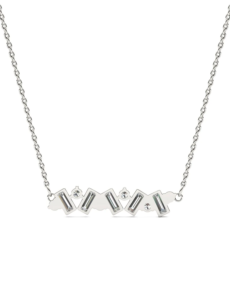 Moissanite Fixed Baguette Necklace (3/4 Carat Total Weight Certified Diamond Equivalent) in 14K White Gold
