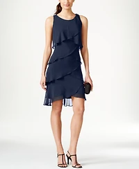 Sl Fashions Women's Tiered Chiffon Dress