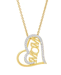 Macy's Women's Diamond Accent 'Mom' Heart Pendant Necklace