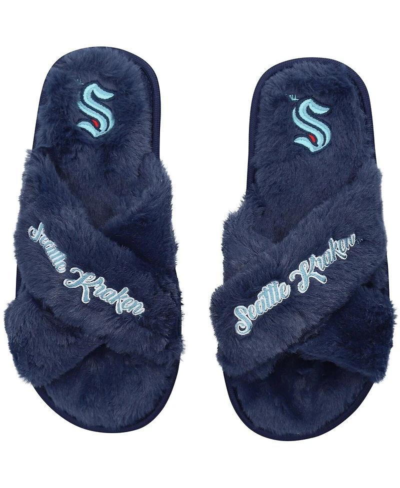 Women's Foco Seattle Kraken Script Cross Slide Slippers