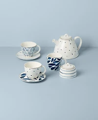 Lenox Blue Bay Porcelain 9 Pc. Tea Set with gold tone accent
