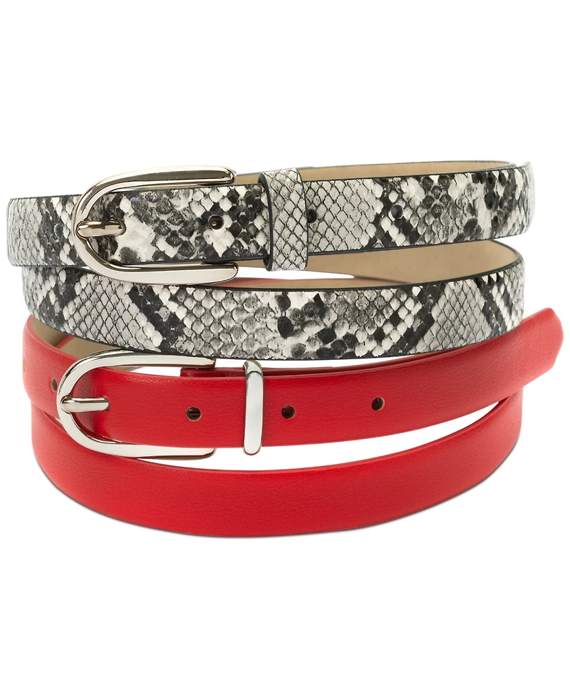 I.n.c. International Concepts 2-Pk Snake & Solid Belt, Created for Macy's