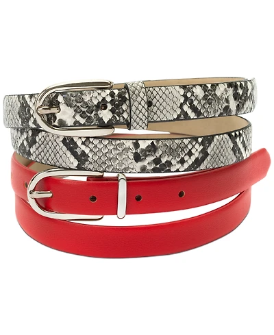 I.n.c. International Concepts 2-Pk Snake & Solid Belt, Created for Macy's