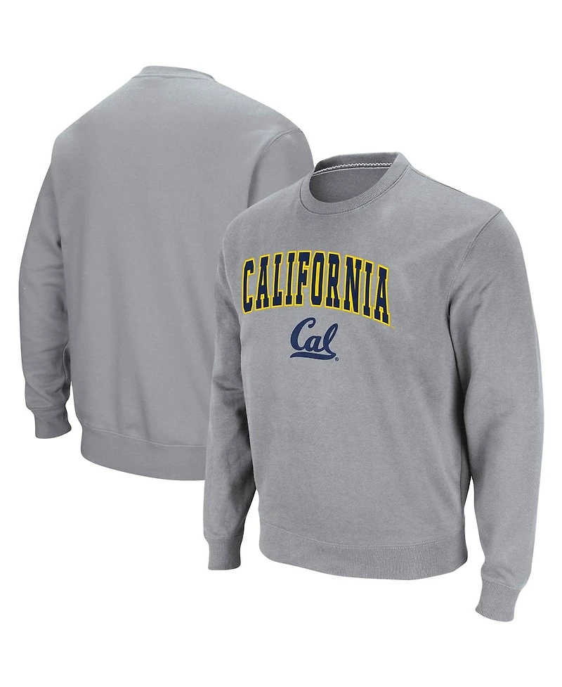 Men's Colosseum Heathered Gray Cal Bears Arch Logo Tackle Twill Pullover Sweatshirt