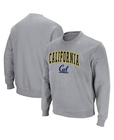 Men's Colosseum Heathered Gray Cal Bears Arch Logo Tackle Twill Pullover Sweatshirt