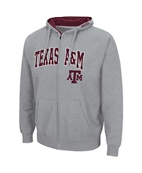 Men's Colosseum Heathered Gray Texas A M Aggies Arch Logo 3.0 Full-Zip Hoodie