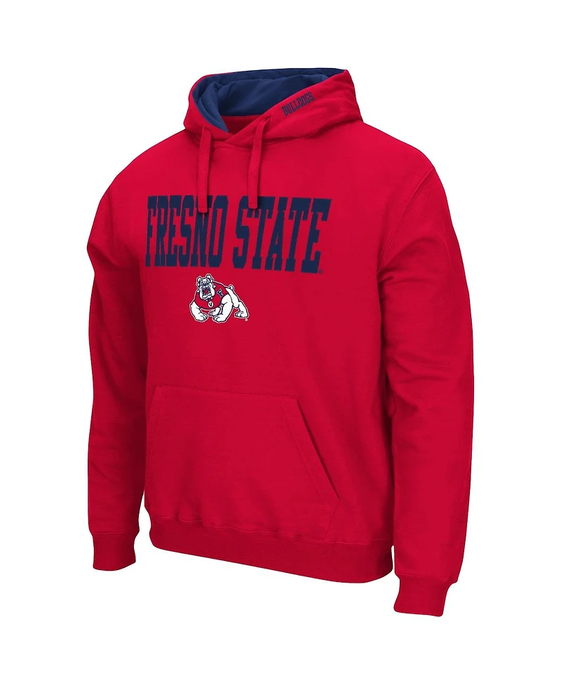 Men's Colosseum Red Fresno State Bulldogs Arch And Logo Pullover Hoodie