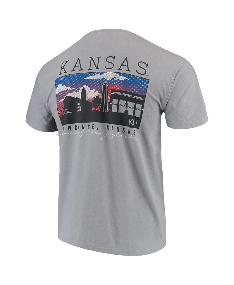 Men's Gray Kansas Jayhawks Comfort Colors Campus Scenery T-shirt