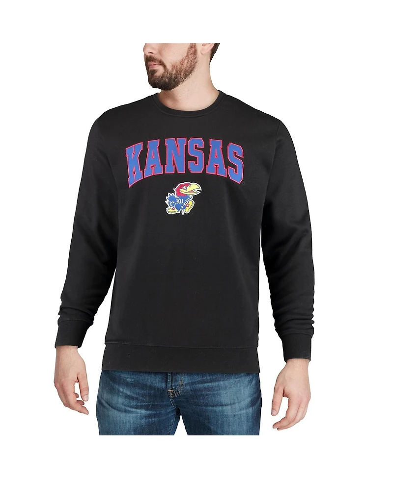 Colosseum Men's Kansas Jayhawks Arch & Logo Crew Neck Sweatshirt