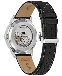Bulova Men's Frank Sinatra Summer Wind Automatic Black Leather Strap Watch 40mm