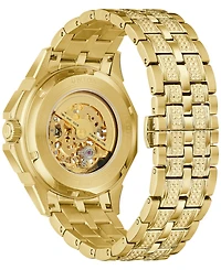 Bulova Men's Octava Automatic Crystal-Accent Gold-Tone Stainless Steel Bracelet Watch 41.7mm