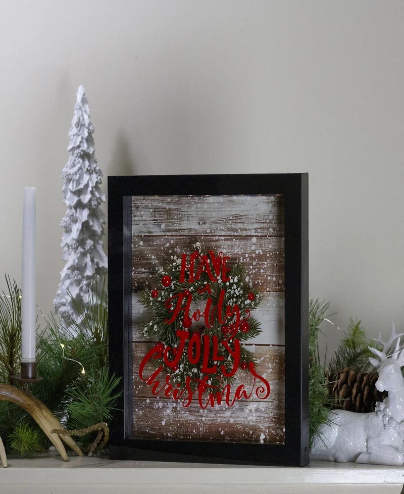 14" Framed 3D Have a Holly Jolly Christmas Led Christmas Box Decor