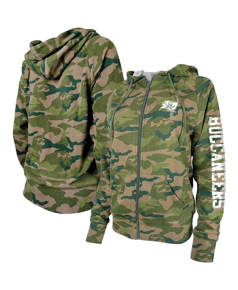 Women's New Era Camo Tampa Bay Buccaneers Raglan Full-Zip Hoodie