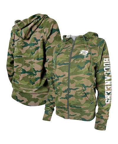 Women's New Era Camo Tampa Bay Buccaneers Raglan Full-Zip Hoodie