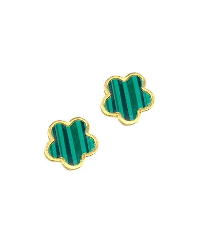Adornia Green Mother Of Pearl Clover Stud Earrings