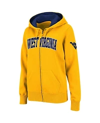Women's Stadium Athletic Gold West Virginia Mountaineers Arched Name Full-Zip Hoodie