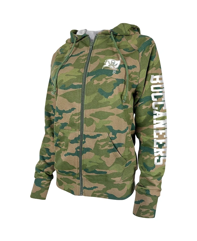 Women's New Era Camo Tampa Bay Buccaneers Raglan Full-Zip Hoodie