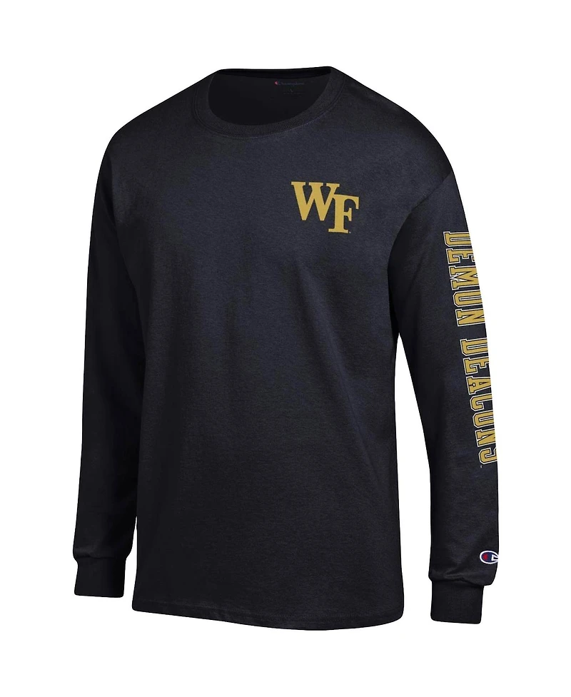 Men's Champion Black Wake Forest Demon Deacons Team Stack Long Sleeve T-shirt