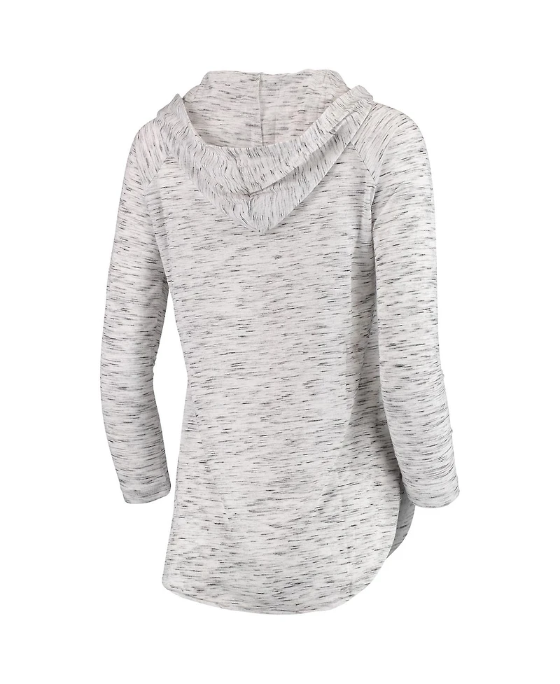 Women's Pressbox Gray West Virginia Mountaineers Space Dye Lace-Up V-Neck Long Sleeve T-shirt