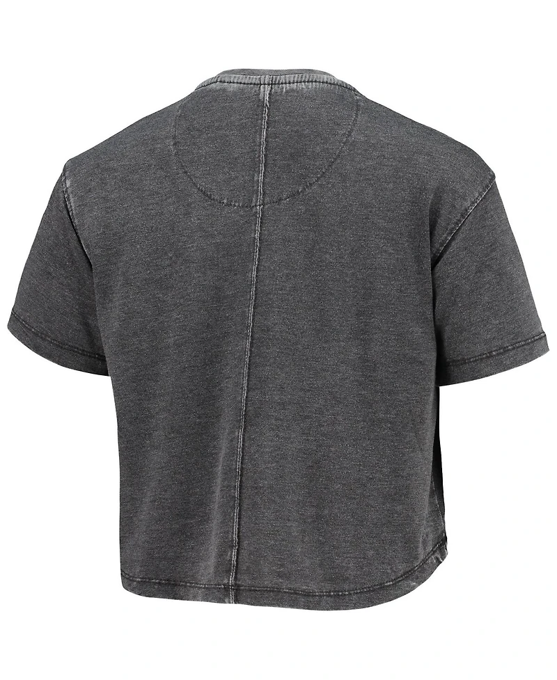 Women's Pressbox Black South Carolina Gamecocks Edith Vintage-Like Burnout Crop T-shirt