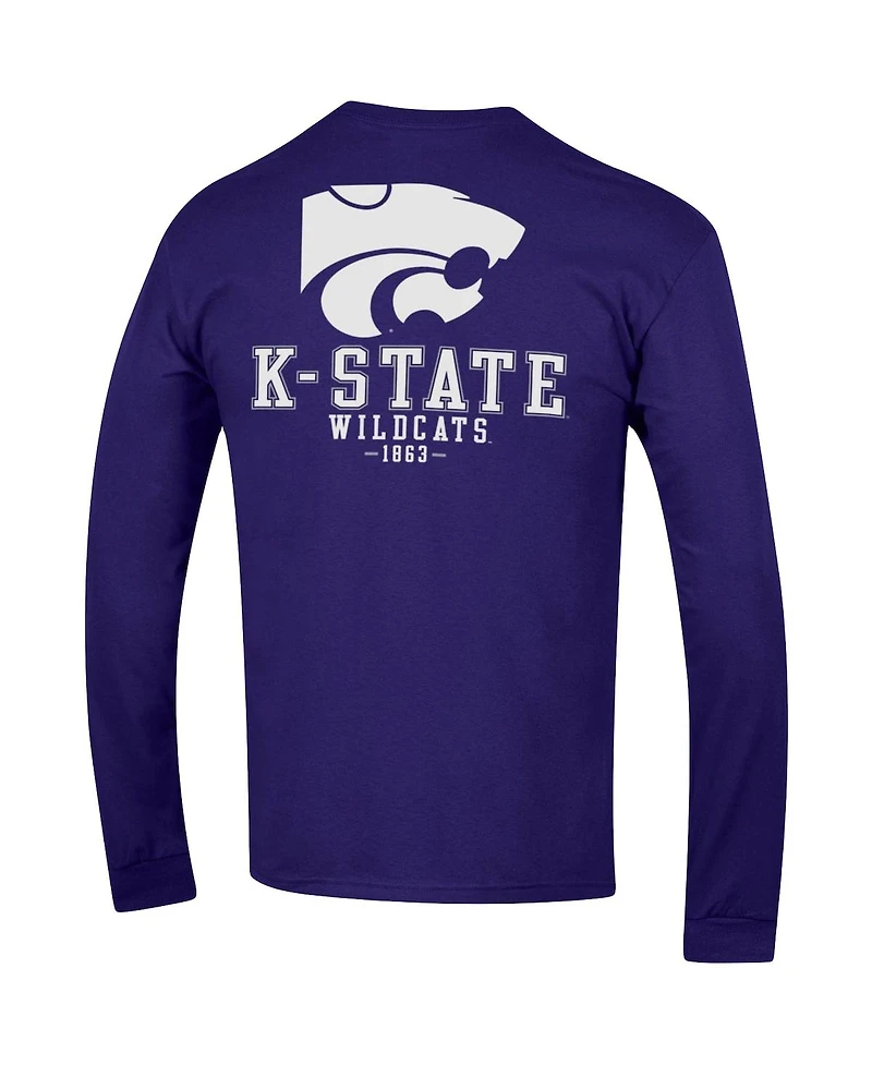 Men's Champion Purple Kansas State Wildcats Team Stack Long Sleeve T-shirt