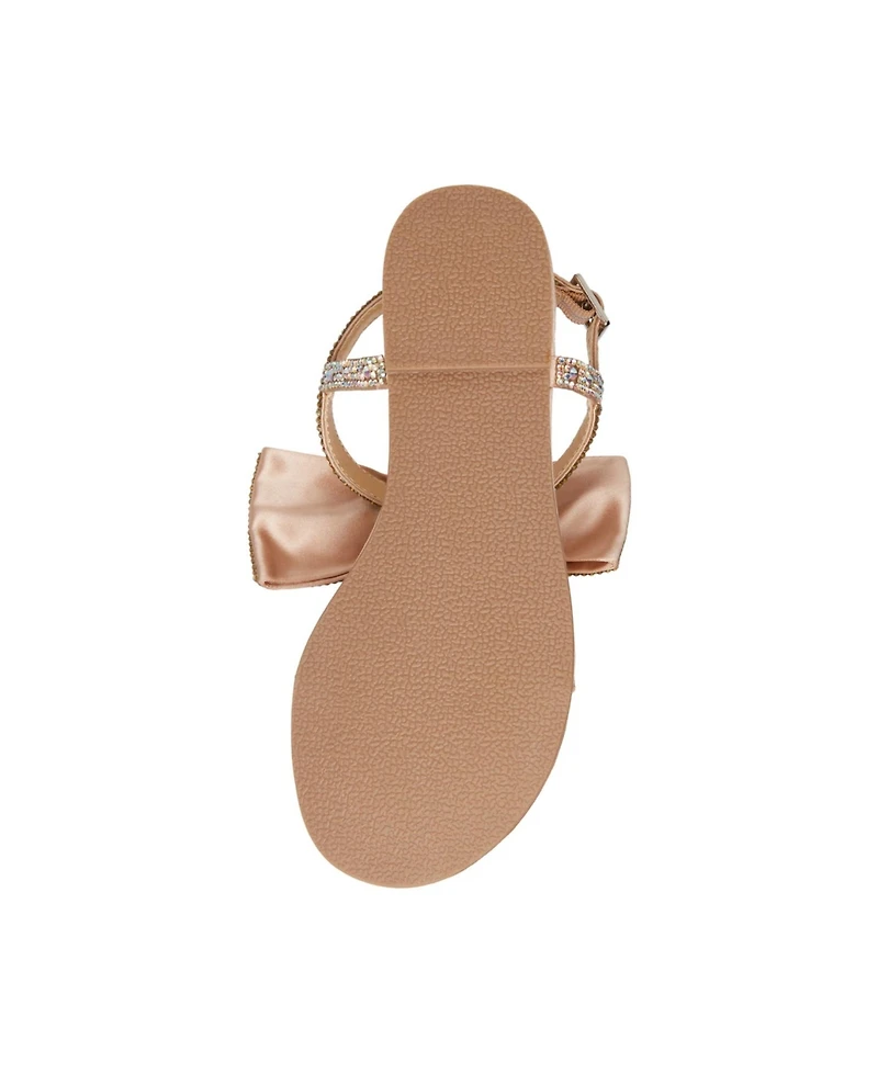 Betsey Johnson Little and Big Girls Sasha T-strap Sandals with Bow Detail