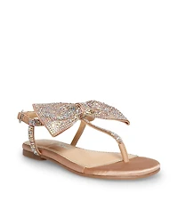 Betsey Johnson Little and Big Girls Sasha T-strap Sandals with Bow Detail