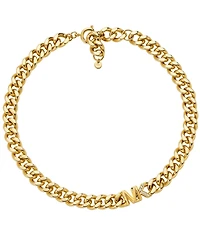 Michael Kors Women's Statement Link Necklace 14K Gold Plated Brass with Clear Stones