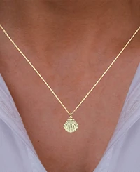 Enamel Shell 18" Pendant Necklace in 14k Gold