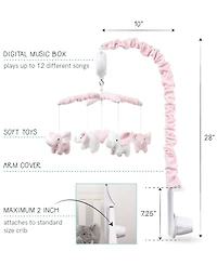 The Peanutshell Baby Crib Mobile for Girls, Pink Elephant, Musical