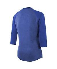 Women's Majestic Threads Heathered Royal Los Angeles Rams Super Bowl Lvi Bound Hollywood Tri-Blend 3/4-Sleeve T-shirt