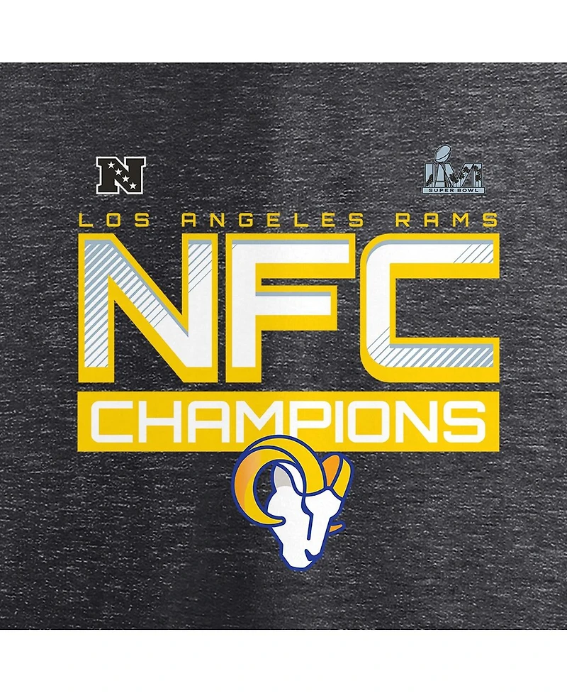 Women's Fanatics Charcoal Los Angeles Rams 2021 Nfc Champions Iconic Slant V-Neck Long Sleeve T-shirt