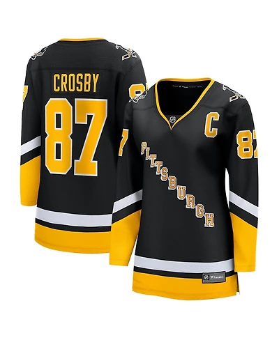 Women's Fanatics Sidney Crosby Black Pittsburgh Penguins 2021/22 Alternate Premier Breakaway Player Jersey